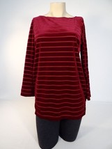 Lauren Ralph Lauren Claret Red 3/4 Sleeve Striped Velvet Top Shirt Women... - $70.53