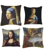 Jacquard Weave Tapestry Pillow Cover Girl with Pearl MonaLisa Sofa Cushi... - £21.33 GBP