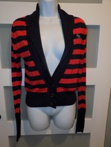 Abercrombie &amp; Fitch NAVY/RED STRIPE LS BUTTON CARDIGAN SIZE S WOMEN&#39;S - $350.27 MXN