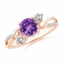 ANGARA Amethyst and Diamond Twisted Vine Ring for Women, Girls in 14K Solid Gold - £932.71 GBP