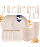 Wheat Straw Dinnerware Sets, 48 Pcs Unbreakable Dinnerware Sets for 4, M... - €33,87 EUR