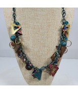 Vintage BOHO Grunge Multi Charm Necklace 26&quot; w/ Earrings 2 Wide x 3.5&quot; Drop - $271.65 MXN