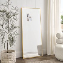 Full Body Mirror Wall Hanging Mounted Rectangle Bedroom Length Framed Door Gold - £70.93 GBP