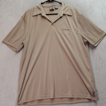Guess Jeans Polo Shirt Men Large Tan Polyester Short Sleeve Pocket Logo Collared - £11.80 GBP