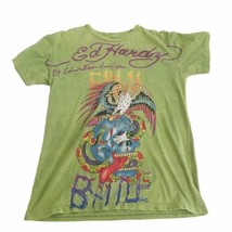 Vintage Ed Hardy Snake Hawk Skull Battle Adult M  Shirt Christian Audigier Y2K - £67.24 GBP