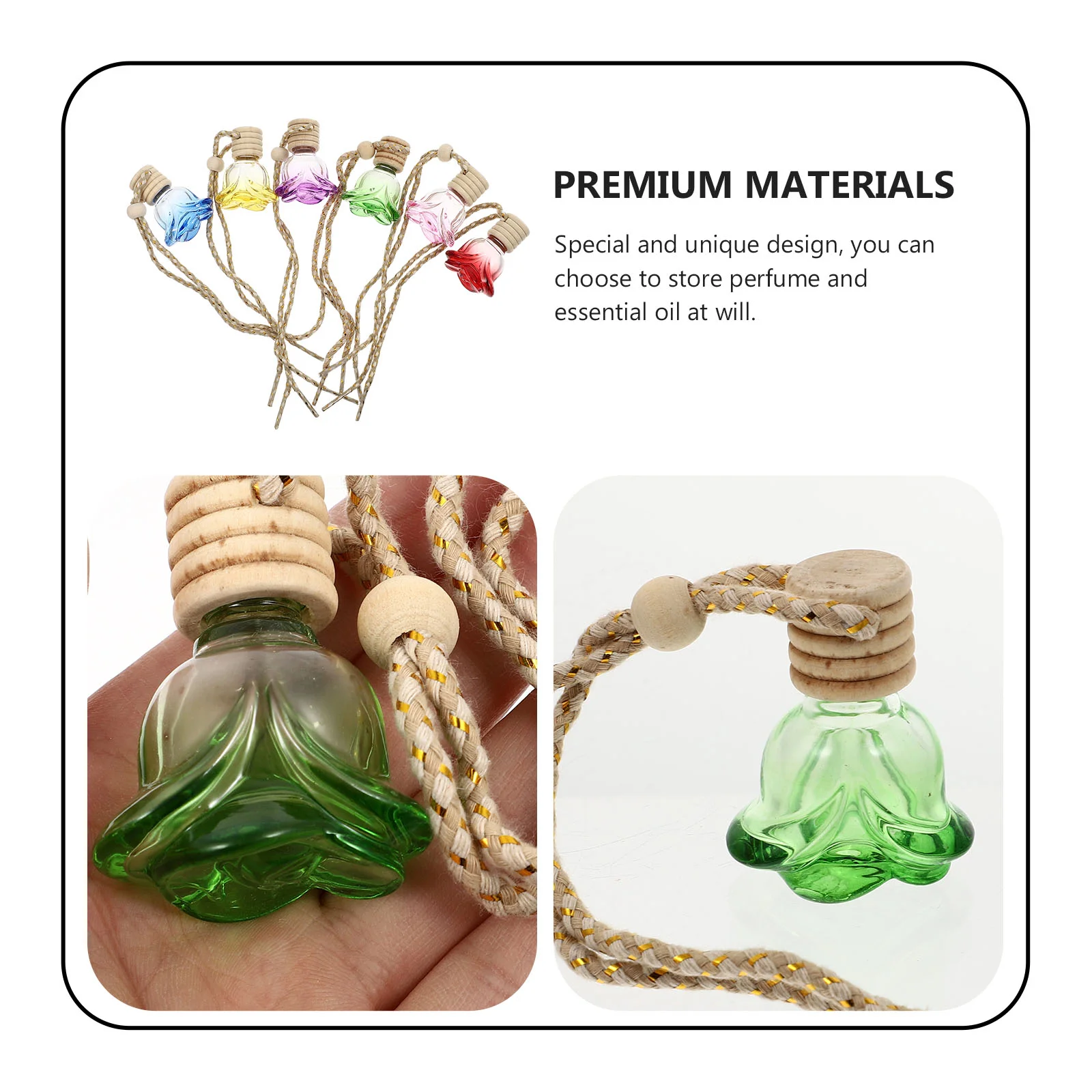 6-Piece Assorted Color Car Hanging Perfume Bottle Set - Aromatherapy Diffuser - £15.57 GBP