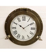 Antique Brown Marine 20&quot; Brass Ship Black Porthole Clock Nautical Wall M... - £108.45 GBP