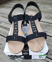 East 5th Lyden Black 3&#39; Wedge Women 11 Strap Back Slip On Shoes Sandals ... - $13.00