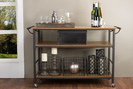 Brown Lancashire Wood And Metal Kitchen Cart By Baxton Studio. - £149.00 GBP