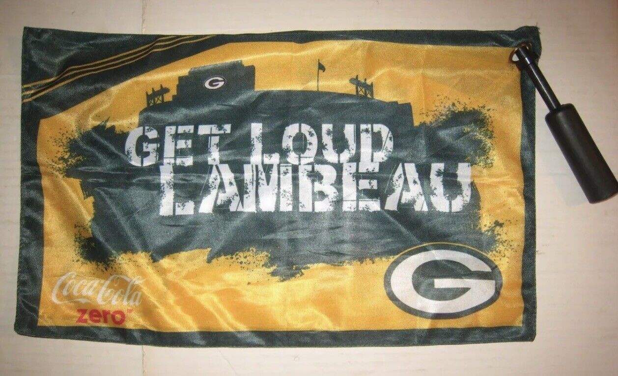 Green Bay Packers 10 11 2015 SGA Get Loud Lambeau Flag with Handle New - $7.00