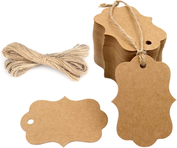 Blank Gift Tags with String, 100PCS Kraft Paper Hang Tags, 2.8X2 in Brow... - $10.45