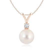 ANGARA Freshwater Pearl V-Bale Pendant 14K Solid Gold... - £554.46 GBP