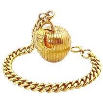 Vintage 12K Gold Filled Pumpkin Photo Locket Pendant Cuban Link Charm Br... - $375.00
