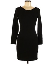 Zara Ponte Knit Dress M Black Long Sleeve  Exposed Low Back Zip Shoulder Basic - £15.24 GBP