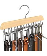 Belt Hanger for Closet, Sturdy Wood Belt Rack Closet Accessories with 14... - $14.97 CAD