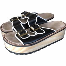 Retro Wood bottom platform sandals women’s size 9 - £49.77 GBP