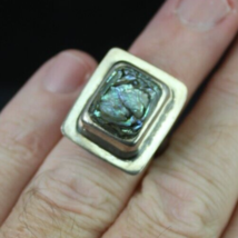 Vintage Ring Estate Sale 925 Size 5.5 Women&#39;s Abalone Sterling Silver Ati Mexio - £63.94 GBP