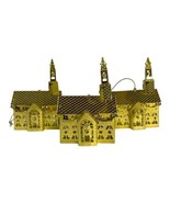Vintage 3d Brass Filagree Chapel Gold Tone Church Christmas Ornaments Lo... - £36.76 GBP