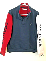 Vintage 90s Nautica NS-1983 Quarter Snap ColorBlock Spellout Sweatshirt ... - $33.25