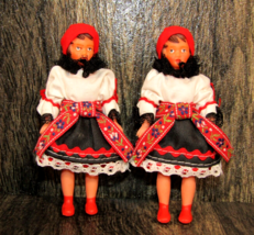 2 Vintage 1960&#39;s Traditional National Dress Czechoslovakian Ari Dolls 4&quot; Tall - £7.77 GBP