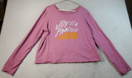 Anthropologie T Shirt Top Womens Size Large Pink Long Casual Sleeves Round Neck - £15.24 GBP