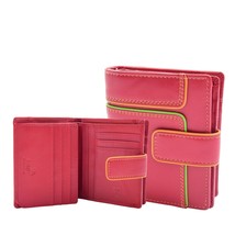 DR448 Women&#39;s Bifold Leather Purse Booklet Style Wallet Red - £34.49 GBP