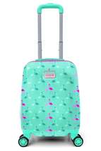 Kids Water Green Neon Pink Flamingo Patterned Luggage 16714 - £137.48 GBP