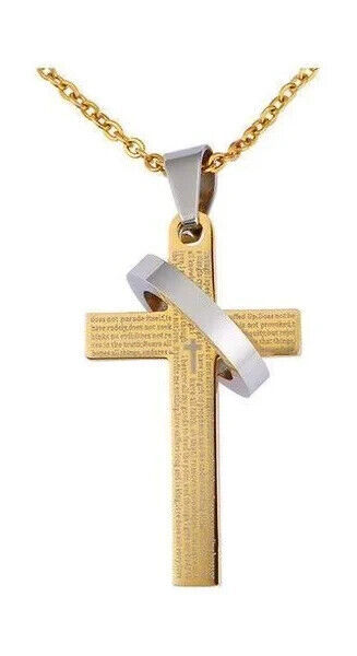 Lord&#39;s Prayer Cross Necklace with Ring (Includes 24&quot; Chain) - Spanish - $7.70