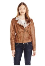 NEW NWT ANORAK Women&#39;s Faux Shearling Moto Jacket, Earth Brown, Medium 5... - $58.80