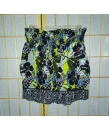 Cute Tropical Hawaiian Print Mini Skirt~M~Derek Heart~Smocked Waist~Gree... - $9.39 CAD