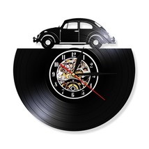 Wall clock Vinyl Record industrial style VW Bug Beetle classic car - $38.61+