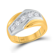 14kt Yellow Gold Mens Round Diamond 5-Stone Band Ring 1 Cttw - £2,150.76 GBP