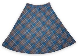 Vtg 60s Lady Grandview Midi Teal Brown Tartan Plaid A-line Skirt Womens ... - $22.28