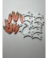 Easter Decor Small Painted Wooden Bunnies And Carrots Or Tic Tac Toe Pieces - $215.11 MXN