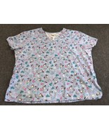 Disney Scrub Top Womens Plus Size 3XL Eeyore With Pockets Cute Multicolo... - $9.85