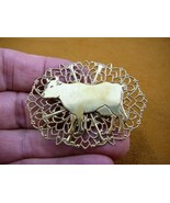 (b-cow-5) Cow love dairy cows farm bovine oval filigree BRASS pin pendant - $337.37 MXN
