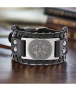 Archangel Gabriel Sigil Bracelet • Solomon Magick Leather Accessory For Men - $31.65 CAD