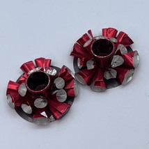 Set 2 Vtg Red Tin Foil Christmas Candle Holders Metal MCM Atomic Mid Cen... - £11.52 GBP