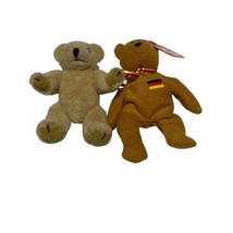 Miniature Teddy Bear, Jointed, Light Brown And Ty Beanie Germanic The Bear - $12.86