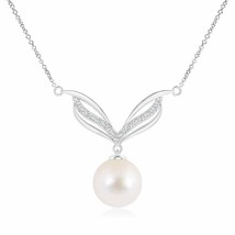 ANGARA 10mm Freshwater Pearl Angel Wings Necklace with Diamonds in Silver - £243.77 GBP+