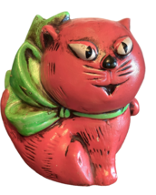 Vintage 1960's Japan Ceramic Mod Kitty Cat Bank Pink Green Mod Nostalgia - $39.95