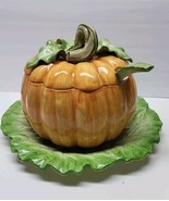 Fitz &amp; Floyd VEGETABLE GARDEN 5qt Pumpkin Soup Tureen with Ladle And Cab... - $275.81 CAD