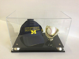 Baseball golden glove holder and ball cap case with gold riser base - $59.35