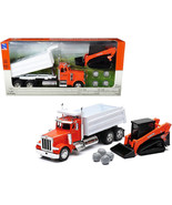 Peterbilt Dump Truck Orange and White and Kubota KX080-4 Excavator Orang... - £46.83 GBP