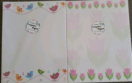 Two (2) Packs ~ Stationery ~ 80 Sheets ~ Birds ~ Tulips ~ NIP - £11.73 GBP