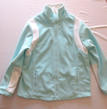 Athletic Works Womens Fleece Jacket Aqua White Size 1X (16W) Heavy Weight - £18.38 GBP