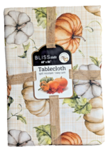 Pumpkin Tablecloth Kitchen Holiday Orange White Tan 60 x 84-in Polyester... - $22.47