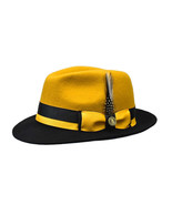 Men Bruno Capelo Dress Hat Australian Wool Fedora Caesar Gold Black Ca349 - £52.57 GBP