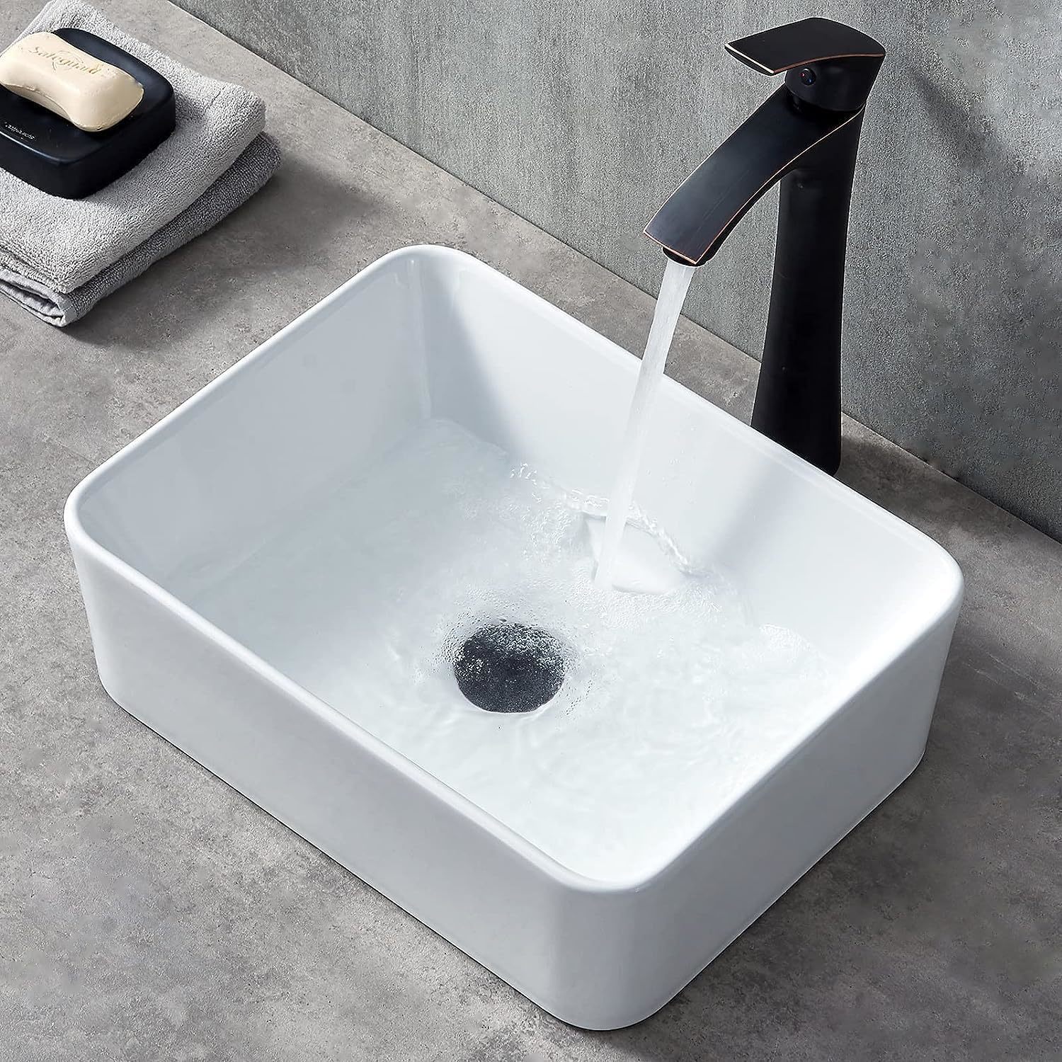 14 X 10 Inch Small Bathroom Vessel Sink, 14 Inch White Above Counter Rec... - $71.99