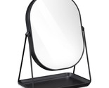 Navaris Vanity Mirror With Tray - Table Top Mirror With Metal, Black Finish - £38.43 GBP
